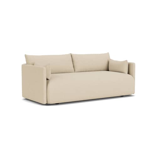 Sofa Offset textil weiß / 2-Sitzer - L 178 cm - Audo Copenhagen - Logan Sand / Naturfarben - HR-Schaum, Kiefer, Logan-Stoff, Stahlfedern
