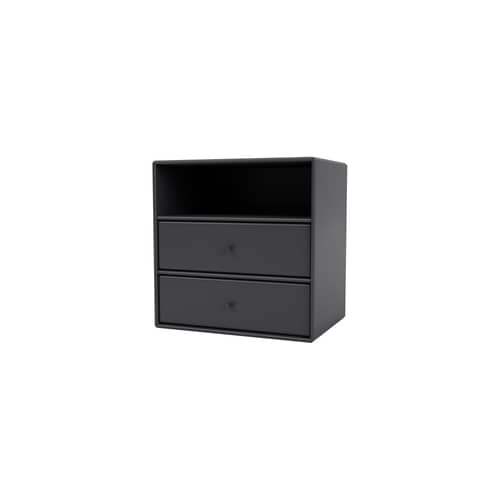 Portaoggetti da parete Montana Mini 1006 legno grigio / 2 Cassetti + 1 scomparto - 35 x 35 x P 25 cm - MONTANA - Antracite 04 - MDF laccato