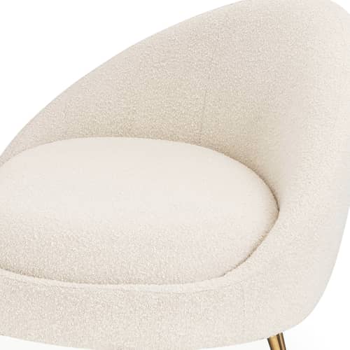 Sofa Ether textil weiß /Links - L 177.8 cm - Jonathan Adler - Weiß (Schlingenpolierter Stoff) / Poliertes Messing - Poliertes Messing, Schaumstoff, Schlingenpol