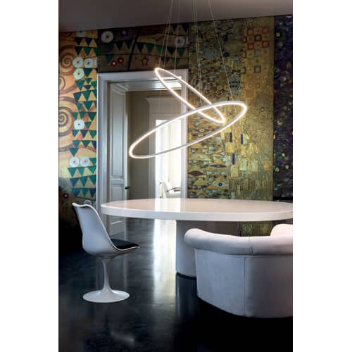 Sospensione Ellisse Double LED metallo bianco / Ø 135 cm - Nemo - Bianco - alluminio estruso