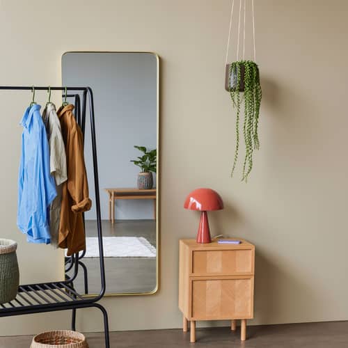 Specchio murale Retro Large metallo oro / 60 x 152 cm - HÜBSCH - Ottone - Ferro, Vetro