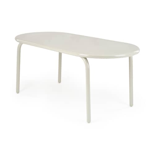 Table ovale Groove métal beige / 186 x 86 cm - Tom Dixon - Beige Mastic - Aluminium