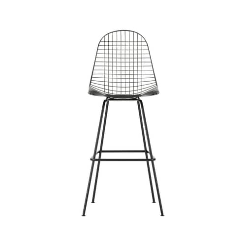 Tabouret haut Wire Stool High métal noir / H 79,5 cm - Eames, 1951 - Vitra - Noir - Acier époxy