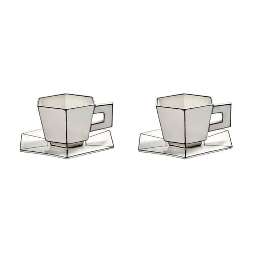 Set de 2 tasses à cappuccino + soucoupes Carte Blanche - Serax - Blanc & noir - Porcelaine