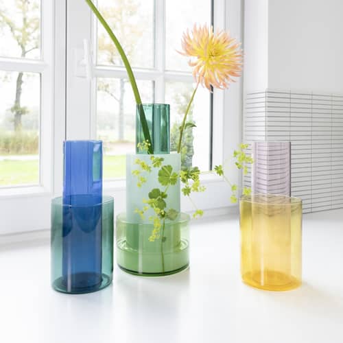 Vase Amphi verre vert / Ø 14,5 x H 32,5 cm - & klevering - Vert - Verre borosilicaté