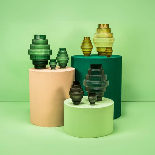 Steps Large Vase glass green / Ø 35 x H 50 cm - Hand-blown glass - Pols Potten - Green - Mouth blown glass