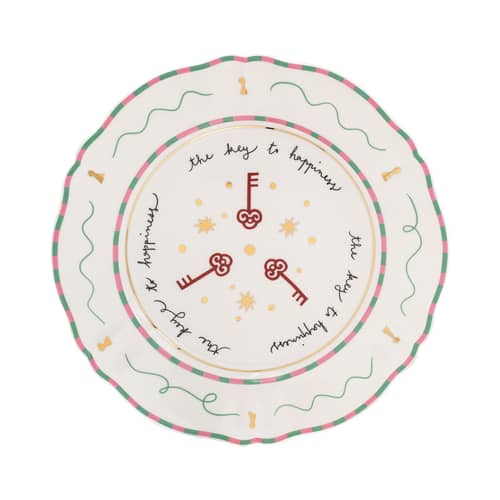 Assiette Il frutto della passione - Keys / Ø 26,5 cm - Bitossi Home - Vert & rose - Porcelaine