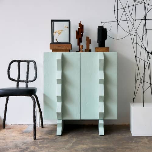 Buffet Forma bois bleu / L 80 x H 88.5 cm - HK LIVING - Bleu ciel - Bois de sungkai, MDF