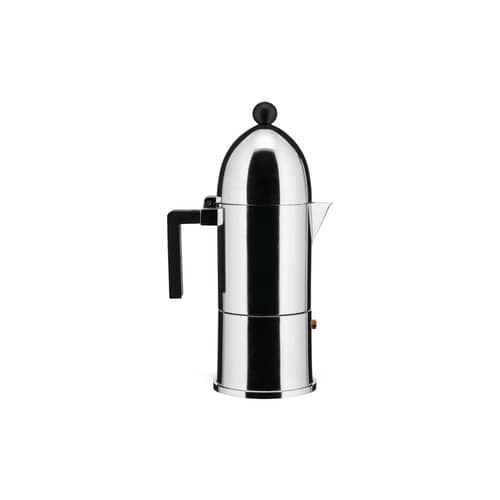 Cafetière italienne La Cupola métal / 3 à 6 tasses - Alessi - Acier / Noir - Fonte d\'aluminium, Polycarbonate
