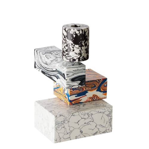TOM DIXON Swirl Multi 大理石 キャンドルスタンド Tom Dixon Swirl Multi Candelabra - white multicoulered black