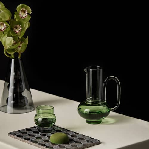 Carafe Bump vert / Verre soufflé - 750 ml - Tom Dixon - Gris & vert - Verre borosilicate soufflé