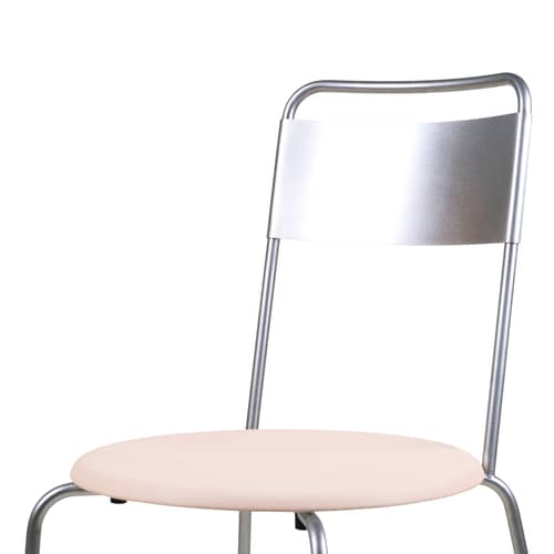 Chaise Petit Rond métal / Assise cuir - Frama  - Acier brossé / Cuir naturel - Acier inoxydable brossé, Cuir