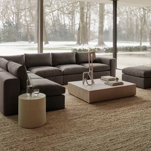 Elements Coffee table composite material white / 120 x 90 x H 25 cm - Microcement - Ethnicraft - Off white - Microcement