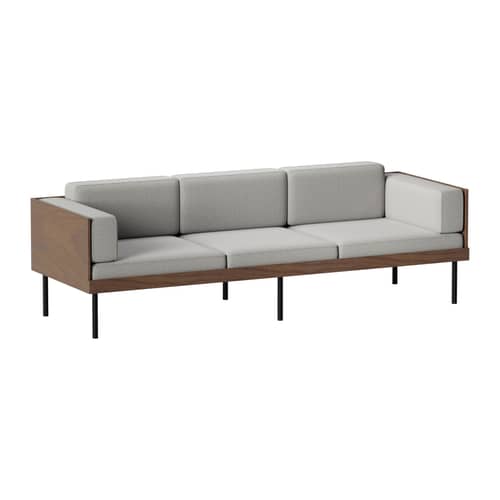 Canapé droit Cut / 3 places - L 230 cm - KANN DESIGN - Gris - Acier, Mousse HR, Noyer, Tissu Kvadrat