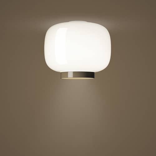 Deckenleuchte Chouchin Reverse n°3 glas weiß / Ø 30 x H 25 cm - / Glas - Foscarini - Weiß / Grauer Streifen - mundgeblasenes Glas
