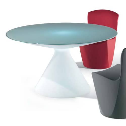 Ed Luminous table glass white / Ø 140 cm - Slide - White - Glass, Plastic