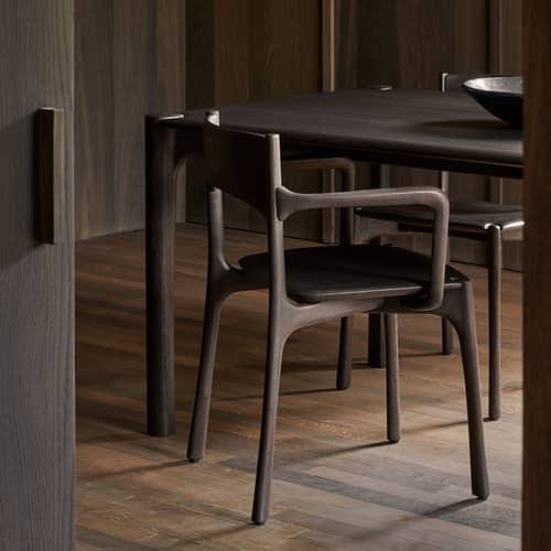 Fauteuil de repas PI bois marron - Ethnicraft - Teck brun foncé - Teck massif