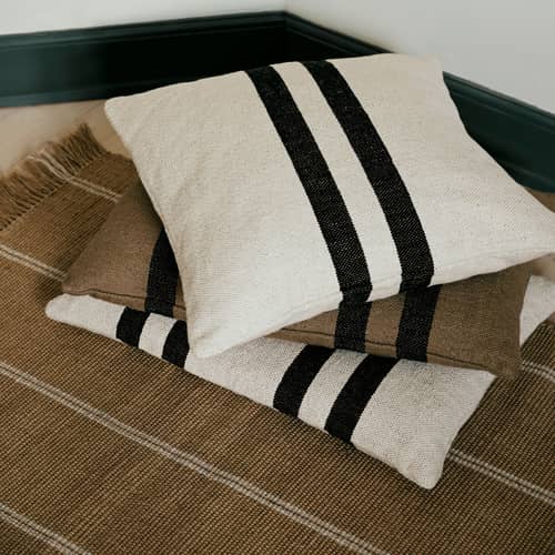 Housse de coussin Sigrun beige / 40 x 60 cm - BROSTE COPENHAGEN - Beige / Noir - Coton, Lin
