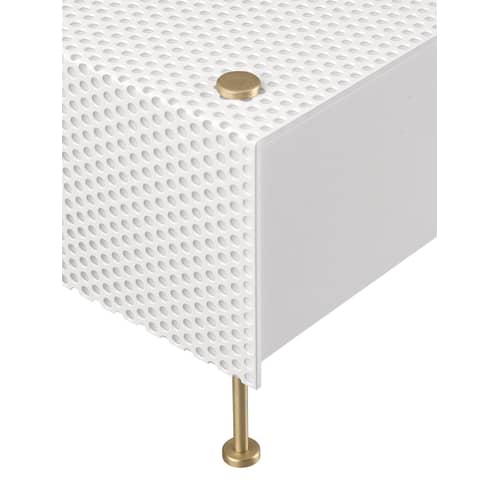 Lampe de table G61 Small métal blanc / Réédition 1959, Pierre Guariche - SAMMODE STUDIO - Blanc & laiton - Laiton brossé, PMMA, Tôle d\'acier perforée