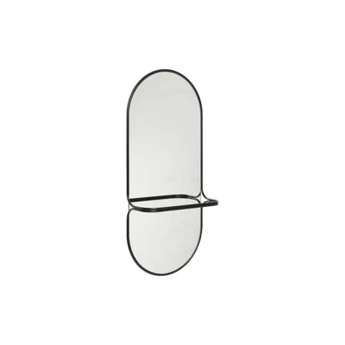 Miroir mural Carry / Porte-serviettes intégré - H 102 cm - HÜBSCH - Noir - Métal, Verre