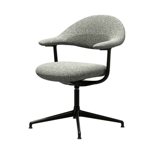 Poltrona girevole Mynt Soft tessuto grigio / Seduta e schienale imbottiti - Vitra - Grigio chiné (tessuto Nubia) / Nero - Alluminio, Espanso, Tessuto