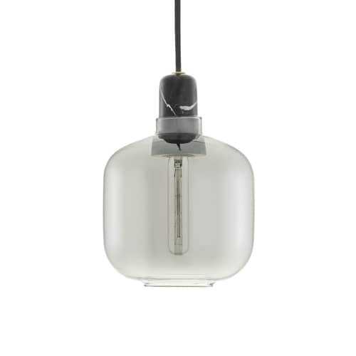 Pendelleuchte Amp Small glas marmor grau schwarz / Ø 14 x H 17 cm - Normann Copenhagen - Rauchglasoptik / schwarzer Marmor - Glas, Marmor