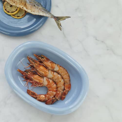 Plat de service Barro Small céramique bleu / 27,5 x 20 cm - Hay - Bleu ciel - Grès