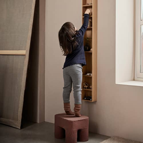 Kinderhocker Podo papierfaser braun / Recycelt - 34 x 28 x H 25 cm - Ferm Living - Braunrot - Recycelte Baumwolle, Recycled cardboard