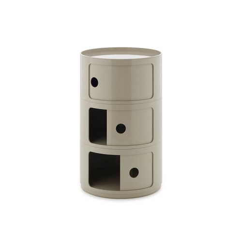 Rangement Componibili New Big plastique gris / 3 tiroirs - Ø 42 x H 69,5 cm - Kartell - Gris tourterelle - ABS