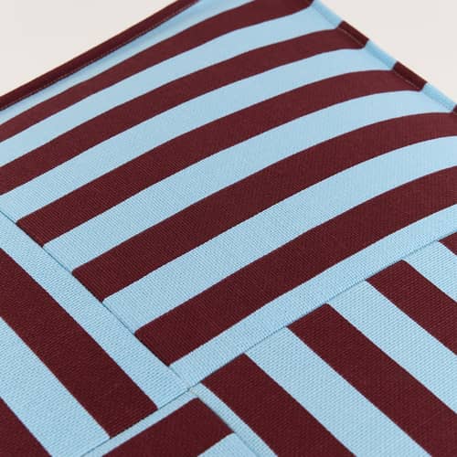 Pouf Otto tissu bleu / Repose-pieds - 55 x 55 cm - NOBODINOZ - Bordeaux & bleu / Rayé - Coton bio, Polystyrène expansé