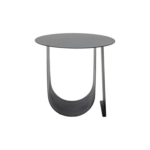 Table d\'appoint Cher métal noir / Ø 43 cm - Porte-revues intégré - Bloomingville - Noir - Fer laqué