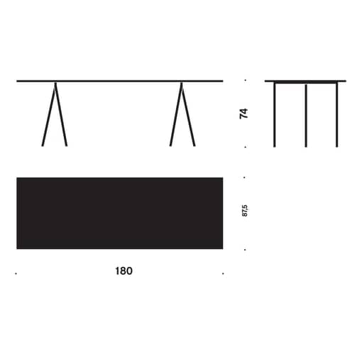 Table rectangulaire Loop  / L 180 cm - Stratifié finition linoleum - Hay - Noir - Acier laqué