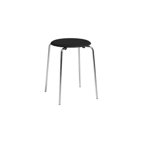 Tabouret empilable Dot bois noir / Arne Jacobsen, 1954 - Fritz Hansen - Noir - Acier, Contreplaqué moulé