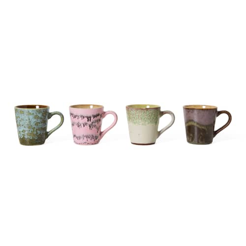Tasse à ristretto 70s ceramics céramique multicolore / Set de 4 - 10 cl - HK LIVING - Brutalism - Grès émaillé