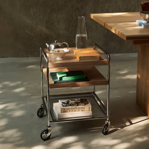 Alima NDS2 Trolley on wheels natural wood / 44 x 42 x H 55 cm - &tradition - Oak - Chromed steel, Oak veneer