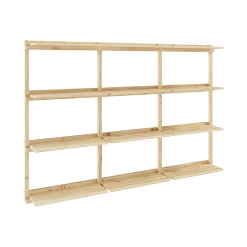 Wandregal Groove holz natur / B 192 x H 127 cm - KARUP DESIGN - B 192 x H 127 cm / Pinie - FSC-zertifiziertes Massivholz Kiefer