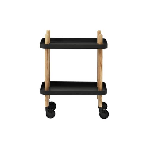 Ablage Block metall schwarz / auf Rollen - Normann Copenhagen - Schwarz - Esche, Stahl