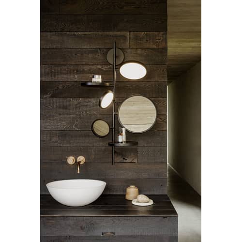 Applique salle de bains Tell Me Stories métal noir / LED - 2 miroirs + 2 étagères - H 86,5 cm - DCW éditions - Noir - Acier