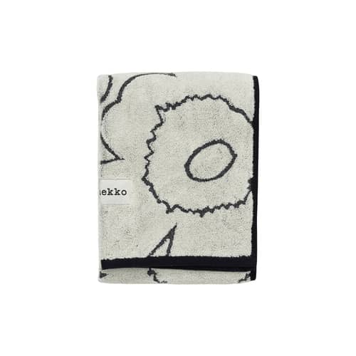 Badetuch Piirto Unikko textil beige / 50 x 100 cm - Marimekko - Piirto Unikko / Elfenbein & Schwarz - Bio-Frottee-Baumwolle