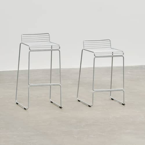 Hee Bar stool metal / H 75 cm - Hay - Galvanised steel - Galvanized steel