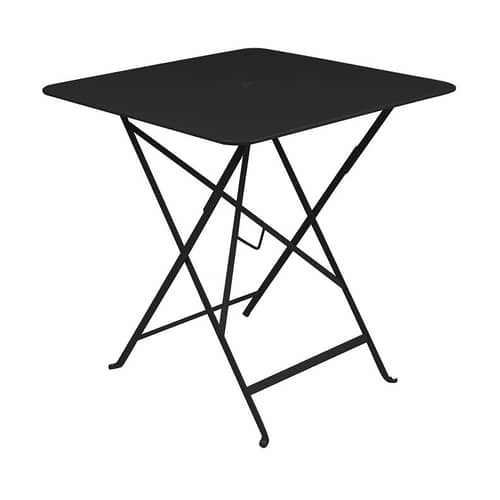 Bistro Foldable table metal black 71 x 71 cm - Foldable - With umbrella hole - Fermob - Liquorice - Lacquered steel
