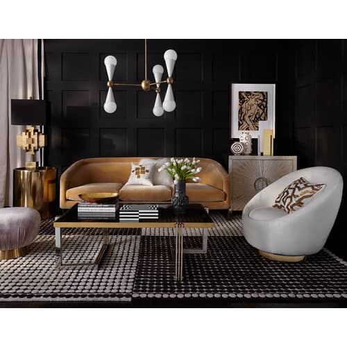 Boîte Op Art Large bois blanc noir / Laque - 30 x 20 cm - Jonathan Adler - Large - Bois laqué, Velours