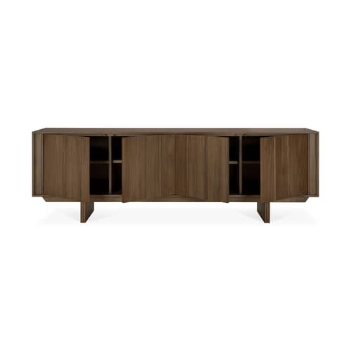 Buffet Pillar bois marron / L 220 x H 70 cm - Ethnicraft - L 220 cm / Teck brun - Teck massif teinté