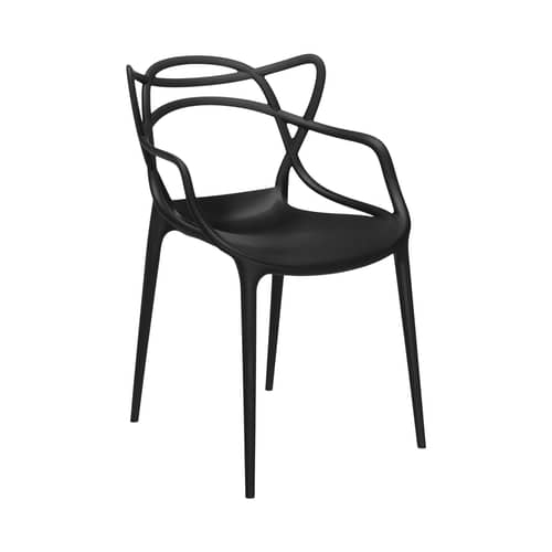Lot de 4 chaises empilables Masters noir / Philippe Starck, 2010 - Kartell - Noir - Technopolymère thermoplastique recyclé