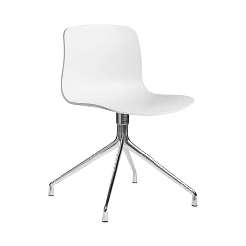 Chaise pivotante About a chair plastique blanc - Hay - Blanc / Pied alu - Fonte d\'aluminium, Polypropylène