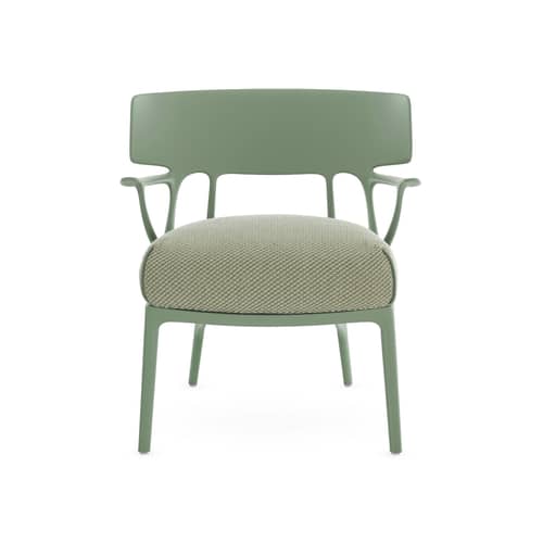 Gepolsterter Sessel A.I. Lounge OUTDOOR textil grün - Kartell - Grün / Grüner Stoff - Outdoor-Stoff, Recycelter expandierter Polyurethanschaum, Recyceltes thermoplast. Technopolymer