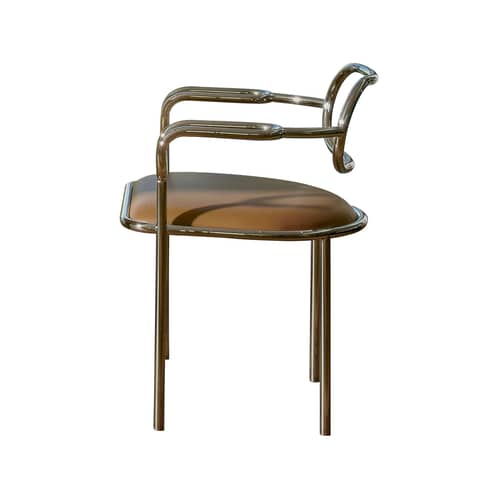 Poltrona imbottita 01 Chair pelle marrone / Shiro Kuramata, 1979 - Pelle - Cappellini - Pelle marrone / Cromo - Faggio multistrato, Ferro cromato, Pelle, Schiuma di poliuretano