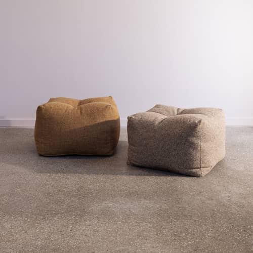 Pouf Buddy tissu beige / 50 x 50 cm - KARUP - Sable chaud 641 (tissu chiné) - 