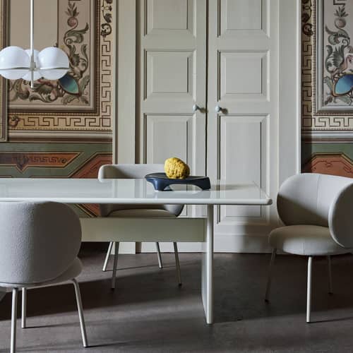 rechteckiger Tisch Rink Large holz beige / 240 x 90 cm - Ferm Living - Eierschalenweiß - lackierte Holzfaserplatte