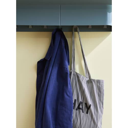Korpus Large Shelf metal blue green / 7 hooks - L 90 x D 25 x H 14 cm / Aluminium - Hay - Blue-green - Aluminium